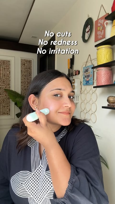 Instagram post by @thatgirl.ishita for Azah. Caption reads: Say goodbye to unwanted facial hair in seconds ✨....