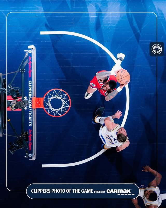 Instagram post by @laclippers for CarMax. Caption reads: [...] thru 👀 📸 Photo of the Game driven by....