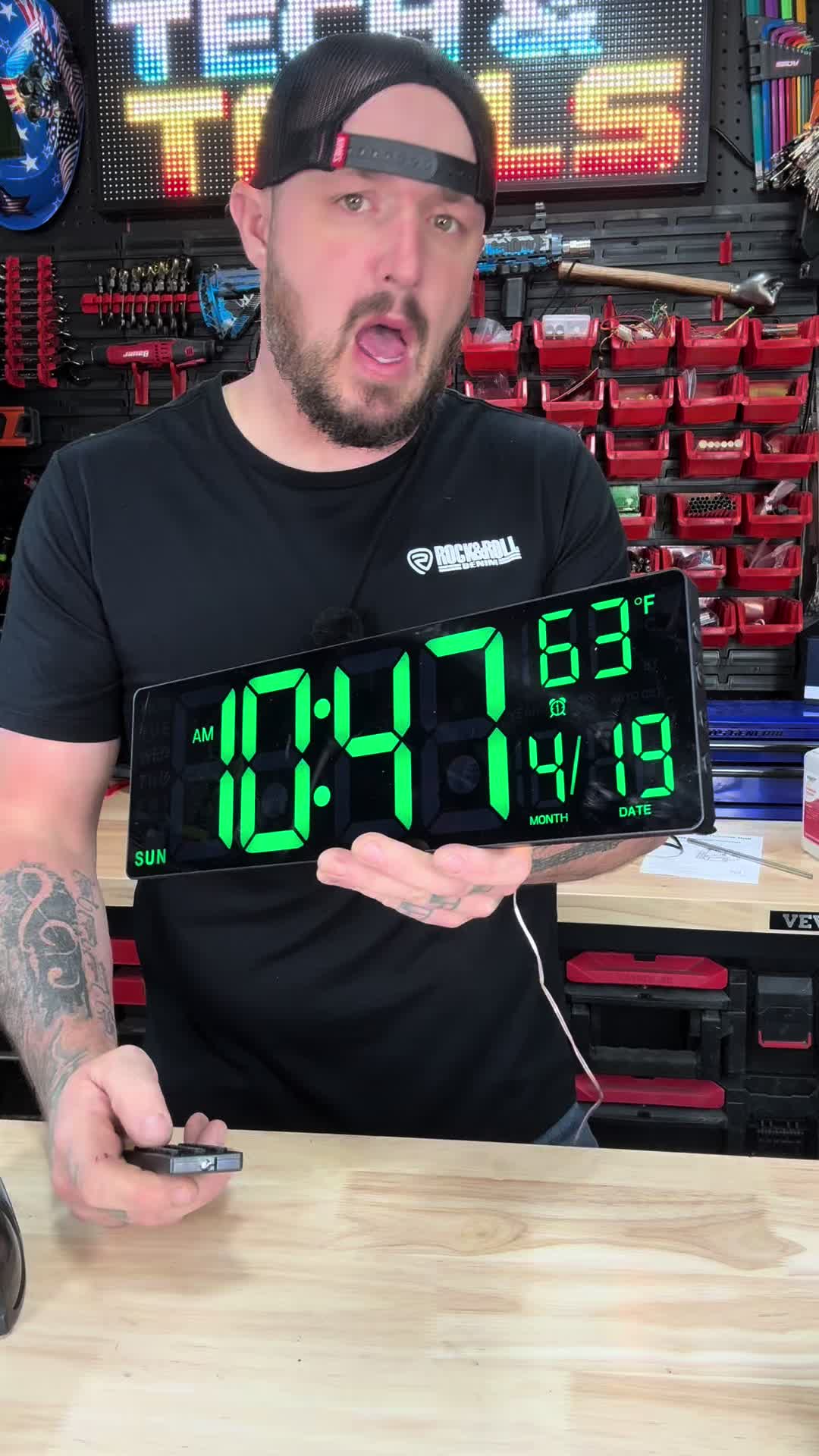 TikTok post by @danmccartymusic for ecozy Appliances. Caption reads: [...] omedecor##home##clock##digitalclock@@ecozy....