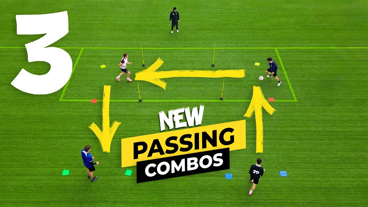 YouTube post by @JonerFootball for Sklz. Caption reads: BEST PASSING DRILLS FOR 4 PLAYERS | SOCCER....