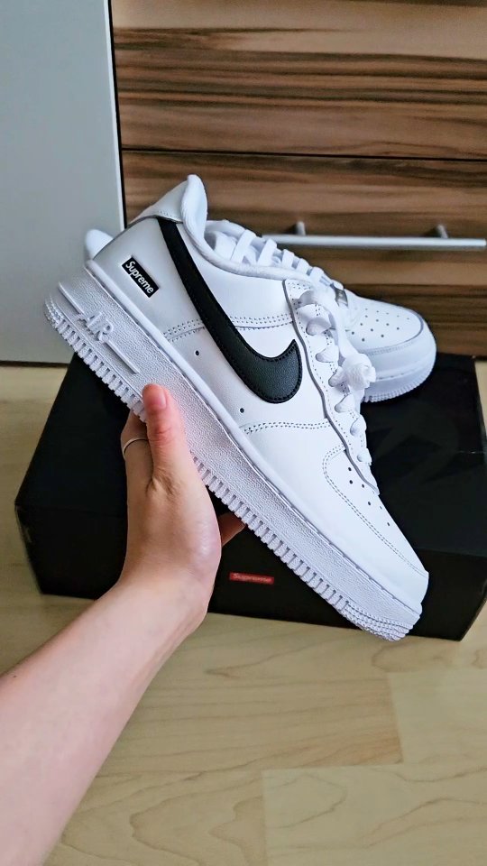 Instagram post by @thaomymignon for Nice Kicks. Caption reads: Air Force 1 Supreme....