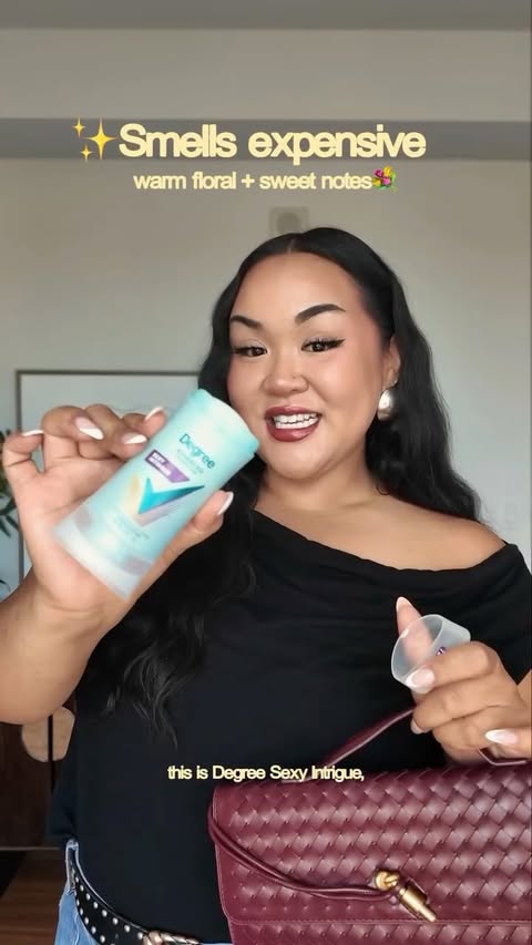 Instagram post by @meghanqmai for Degree. Caption reads: Move with confidence with @Degree Sexy Intrigue💐....