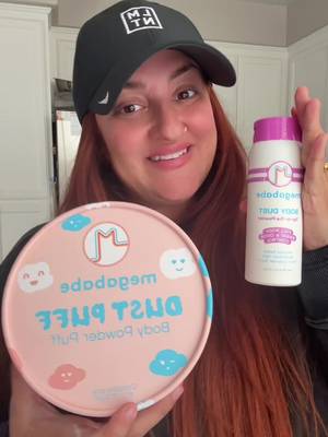 TikTok post by @missred143 for Megababe. Caption reads: @Megababe 💖Megababe Body Dust Powder & Dust Puff....