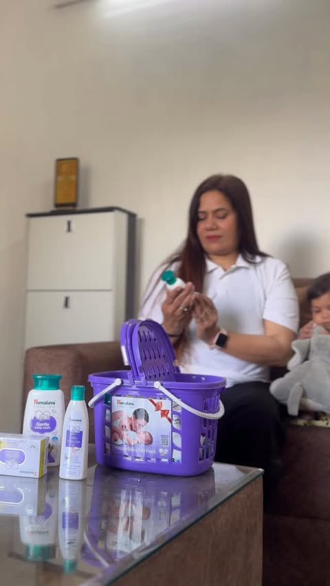 Instagram post by @sarita__chopra90 for Himalaya Babycare. Caption reads: #ad #paidpartnership A perfect bundle of love for....