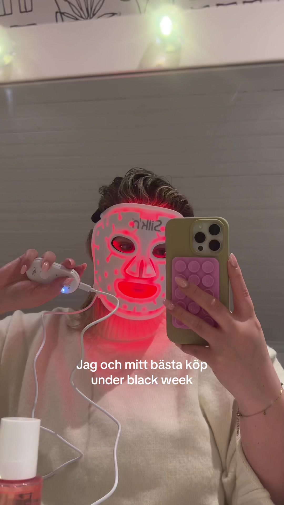 TikTok post by @paulinaajohnson for Lyko. Caption reads: [...] obsessed med min nya led mask från @Silk'n....