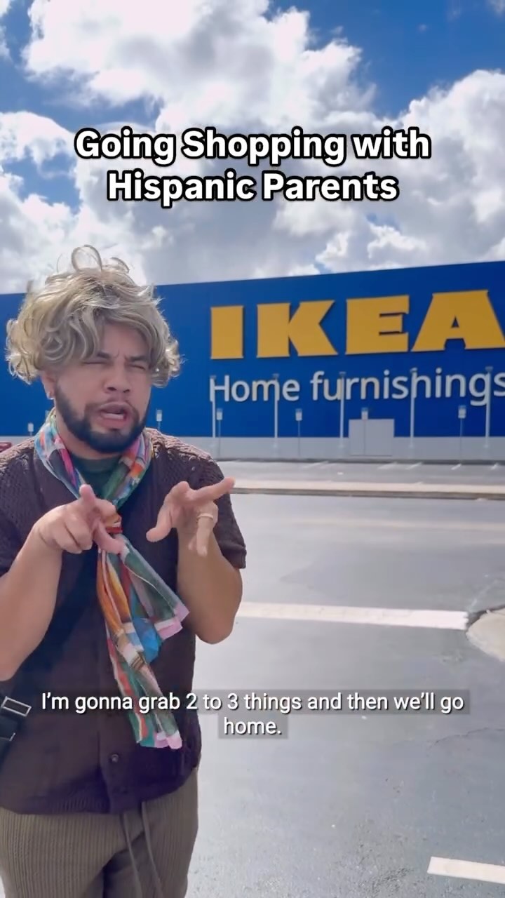 Instagram post by @lejuanjames for IKEA USA. Caption reads: Going Shopping with Hispanic Parents @IKEAusa 😂....