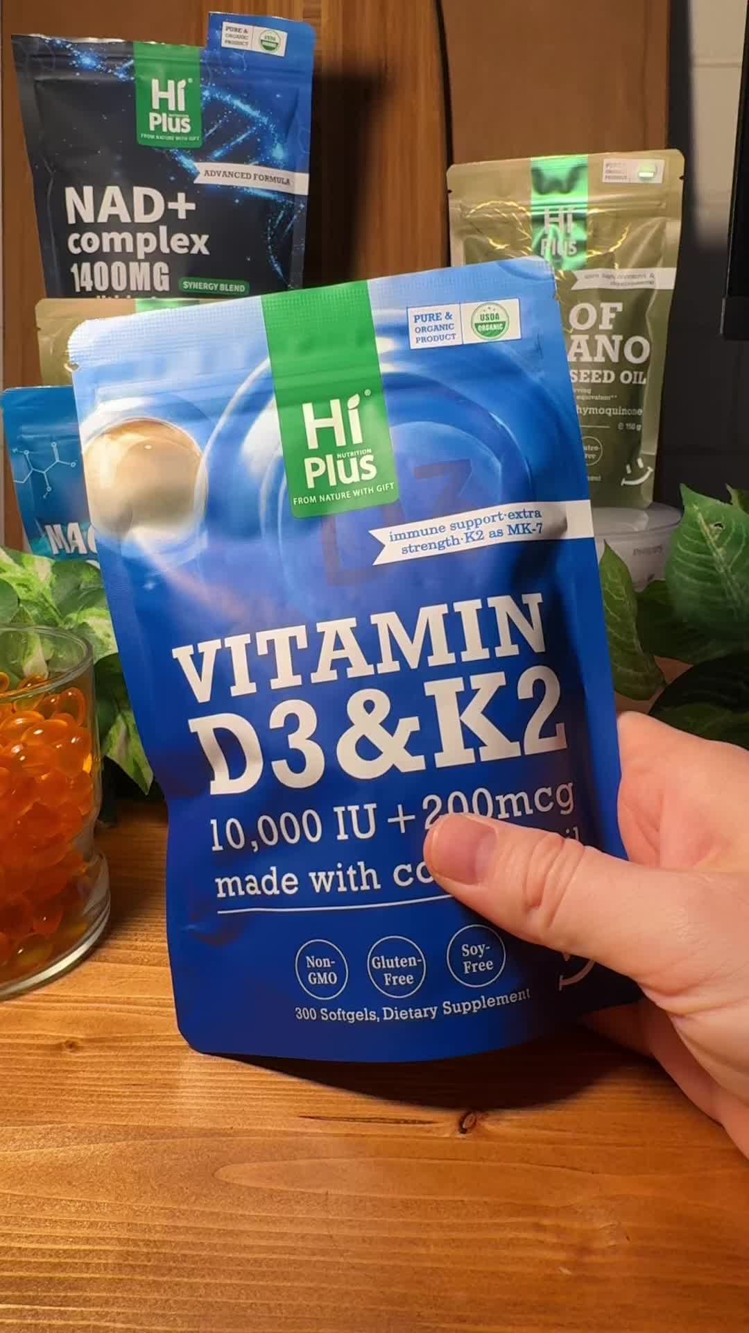 TikTok post by @davidsdeals22 for HiPlus. Caption reads: [...] K2 are natures sunshine vitamins ☀️ ⛰️....