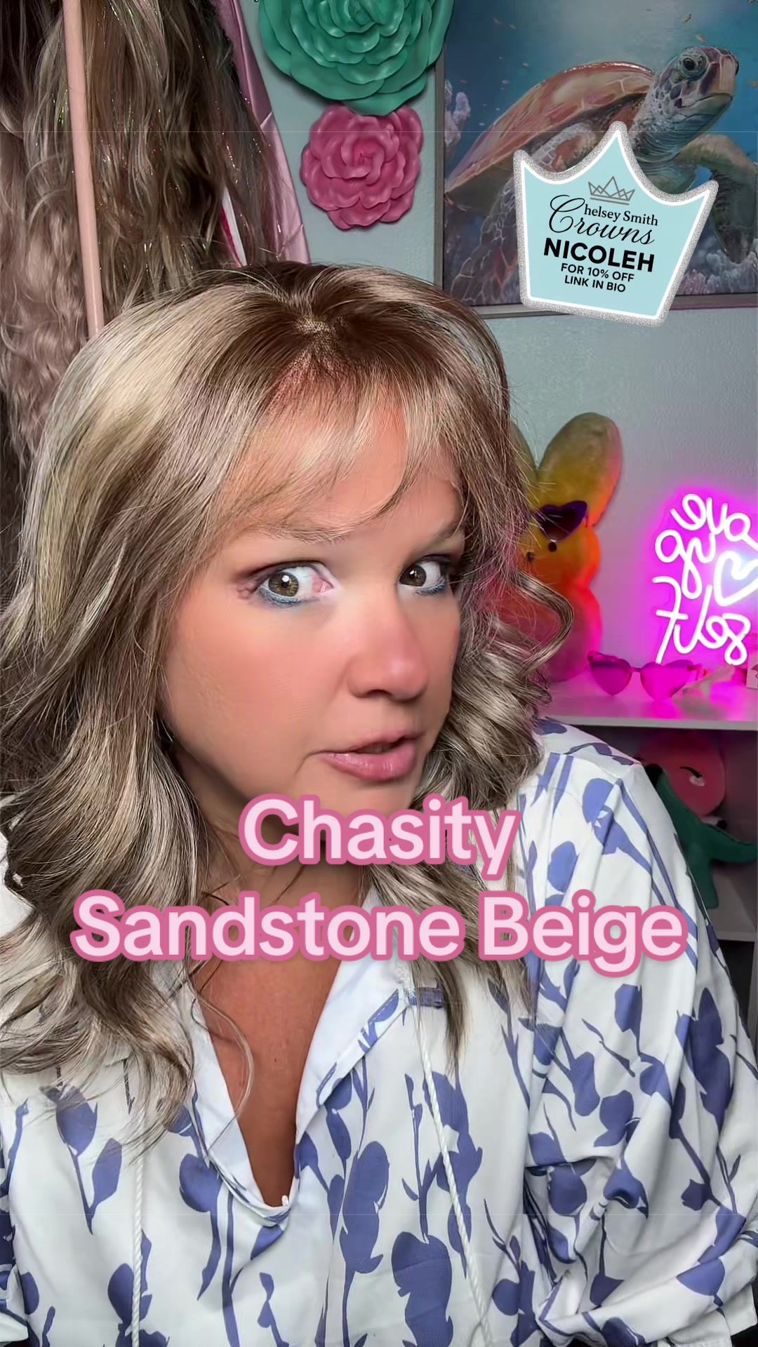 TikTok post by @coastalchaos3 for Chelsey Smith Cosmetics. Caption reads: [...] #chelseysmithcrowns #dreamhair....