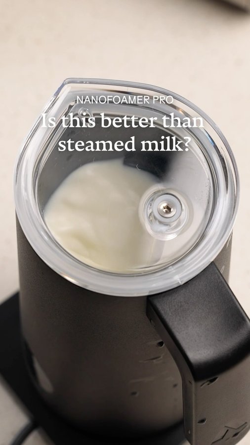 Instagram post by @goldenbrown.coffee for Subminimal. Caption reads: Is the @subminimal NanoFoamer Pro better than a....