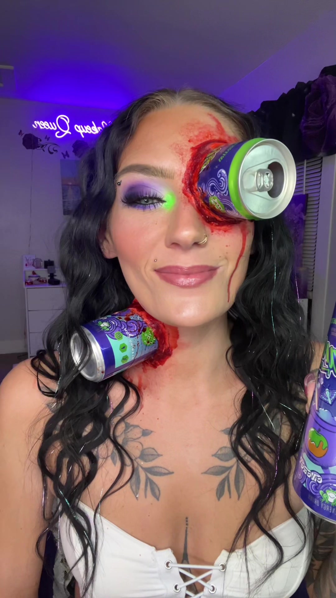 TikTok post by @makeupqueenn30 for Alani Nutrition. Caption reads: Fell in love with the @Alani Nutrition witch’s....