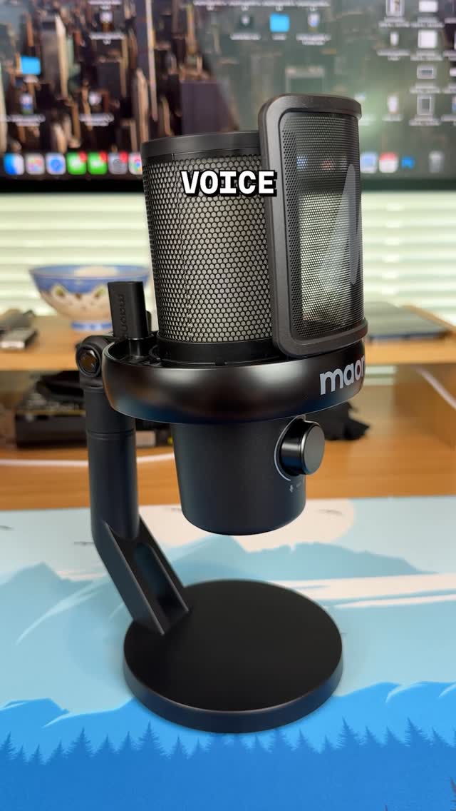 Instagram post by @odditytech for MAONO. Caption reads: [...] spongebob in the mic 💔💔 #techtok #maono....