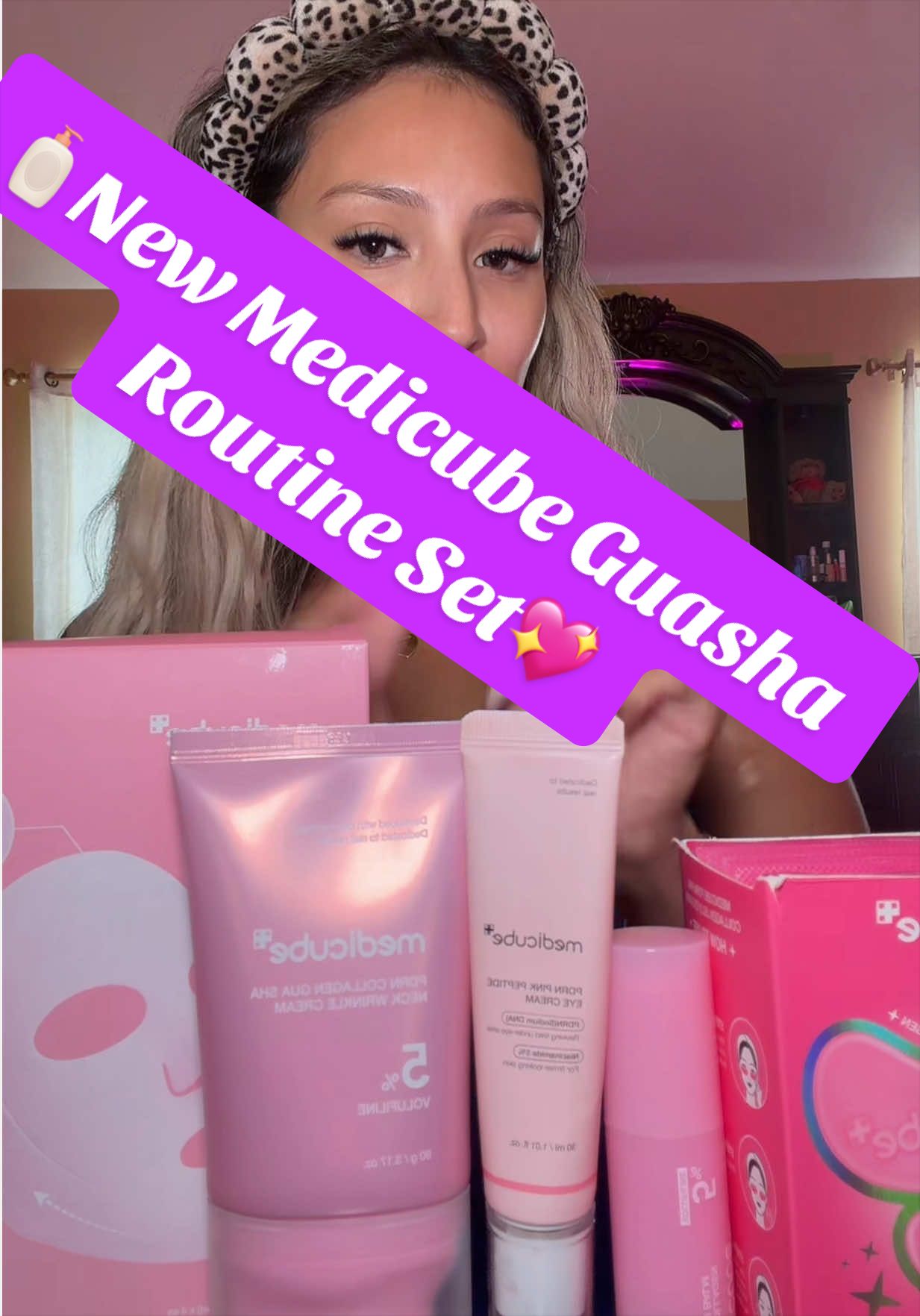 TikTok post by an influencer for Medicube. Caption reads: 🤯💖HOW IS THIS LEGALLLL#medicube #medicubeguasha....