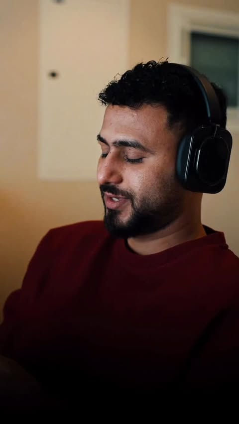 Instagram post by @mo.hssan for nothing. Caption reads: [...] headphones… it’s my daily escape. The....