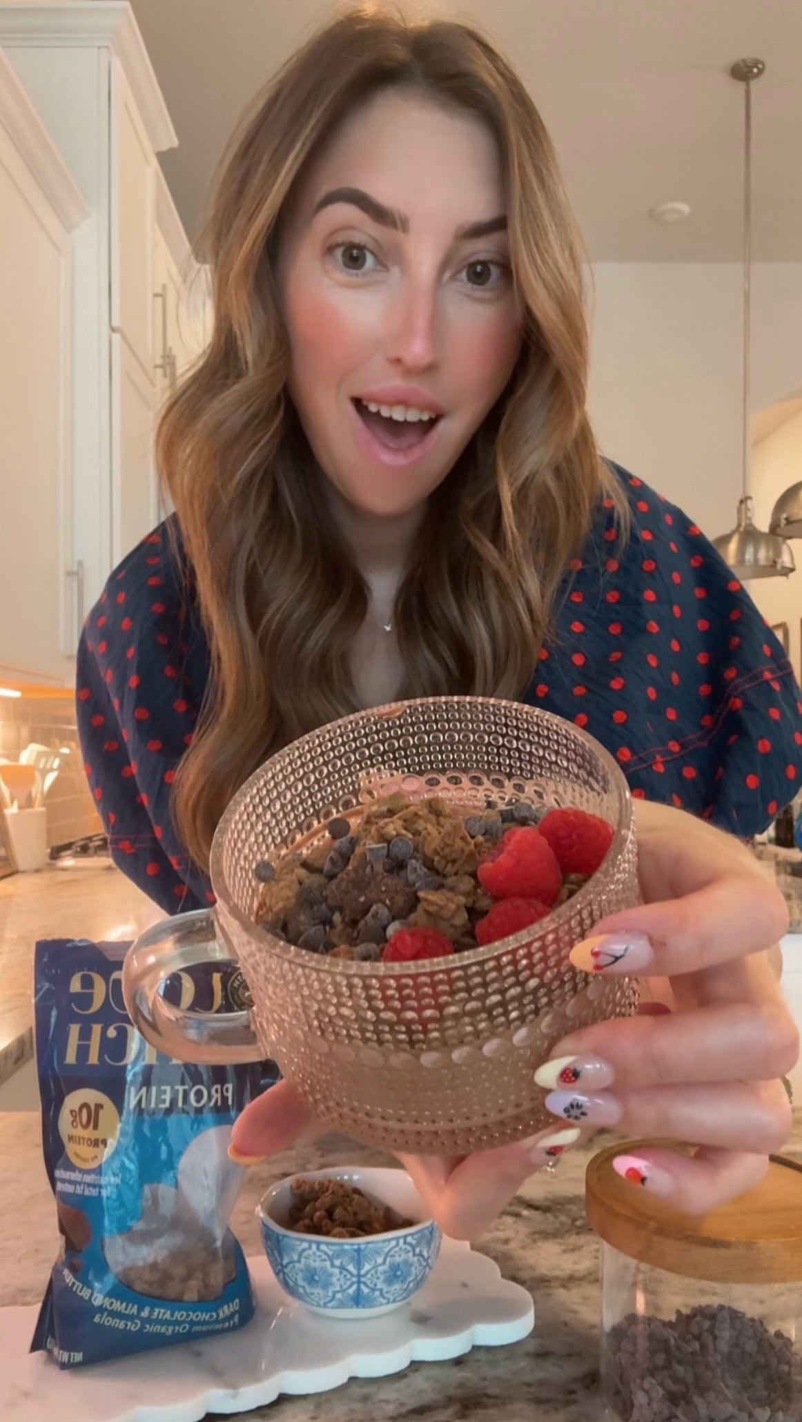 Instagram post by @laurentoppe for Natures Path. Caption reads: [...] Almond Butter Protein Granola from....