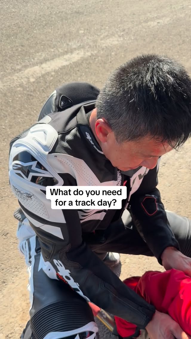 Instagram post by @alexisanddean for Alpinestars. Caption reads: What do you need for a track day? We get our....