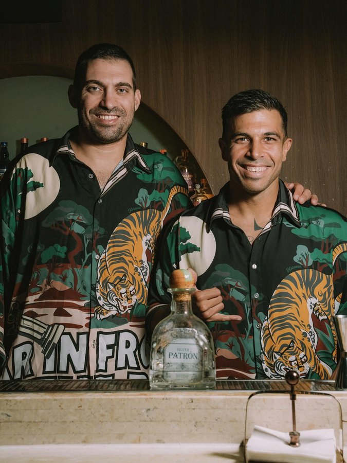 Instagram post by @konstantinos_tdrk for Bombay Sapphire. Caption reads: [...] & @alex.tselepis . Powered @patron....