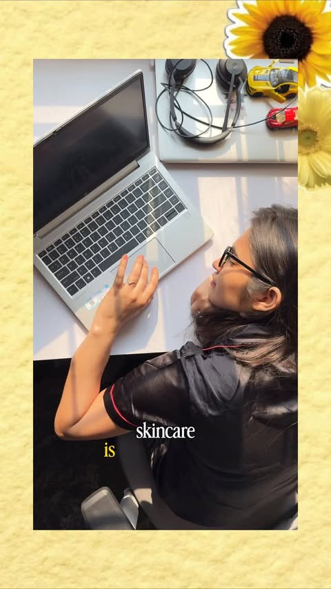 Instagram post by @jayafouzdar for Lakmé Skin. Caption reads: Main character in my 9–5 (from bed) era ☀️💅 . . .....