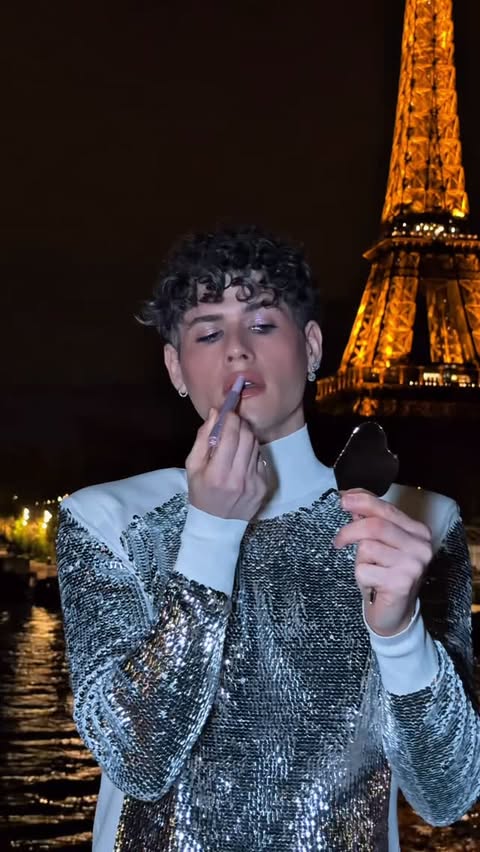 Instagram post by @raphael_say for H&M Beauty. Caption reads: [...] me for my paparazzi shot in Paris 📸....