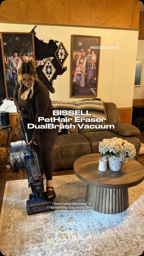 Instagram post by @lauren.b.webb for BISSELL. Caption reads: #BISSELLpartner If you have pets, you know how....