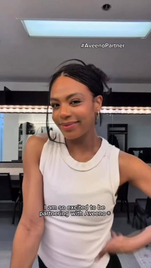 Instagram post by @brittbenae for Aveeno. Caption reads: #AveenoPartner My body care must during this [...].