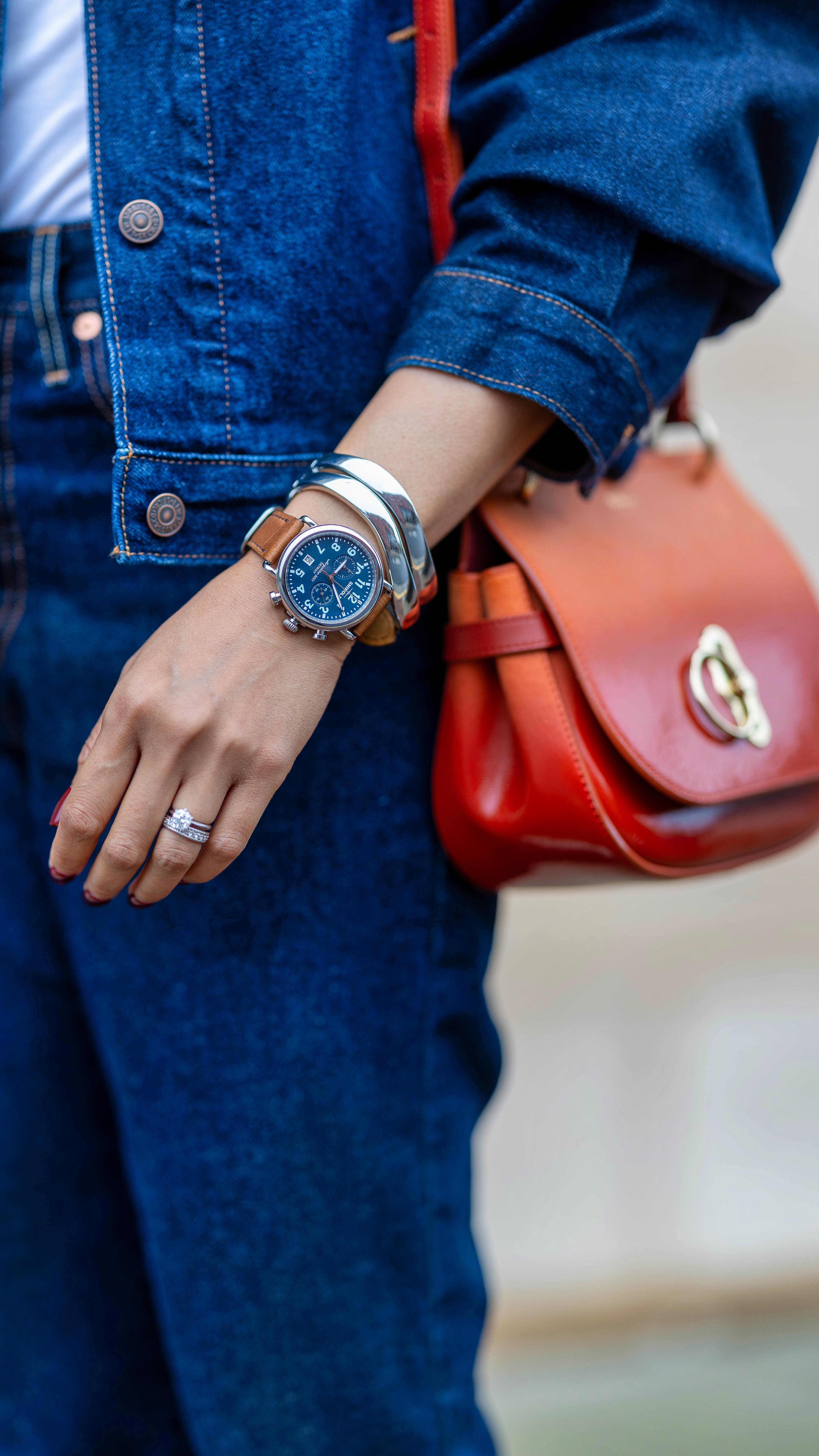 Instagram post by @nanphanitajacob for Shinola. Caption reads: [...] right watch can inspire every look. My....