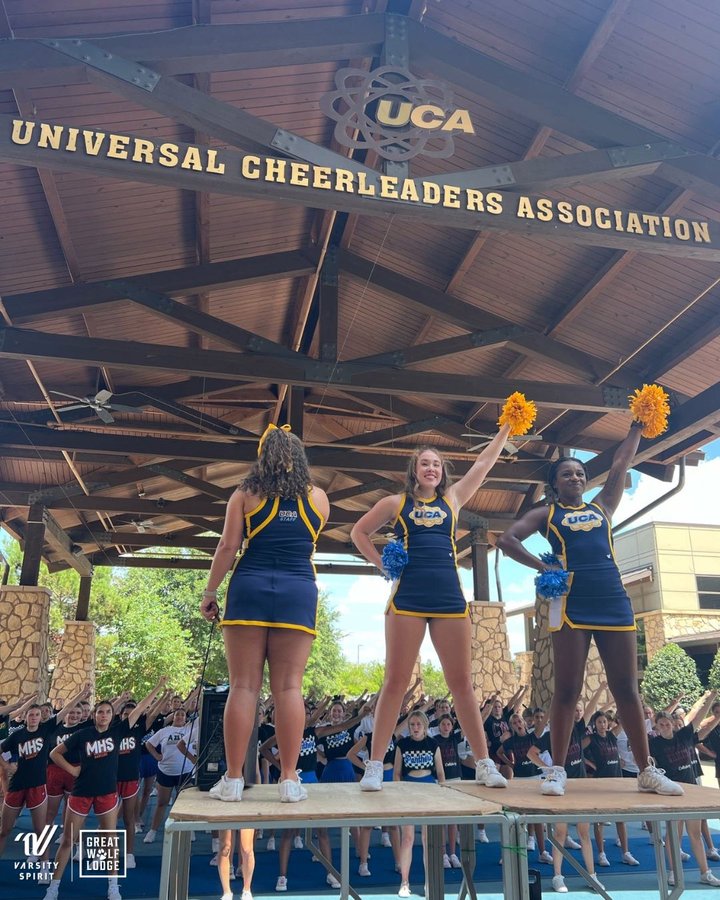 Instagram post by @ucaupdates for Varsity Spirit. Caption reads: One of our favorite cheer camp locations belongs....