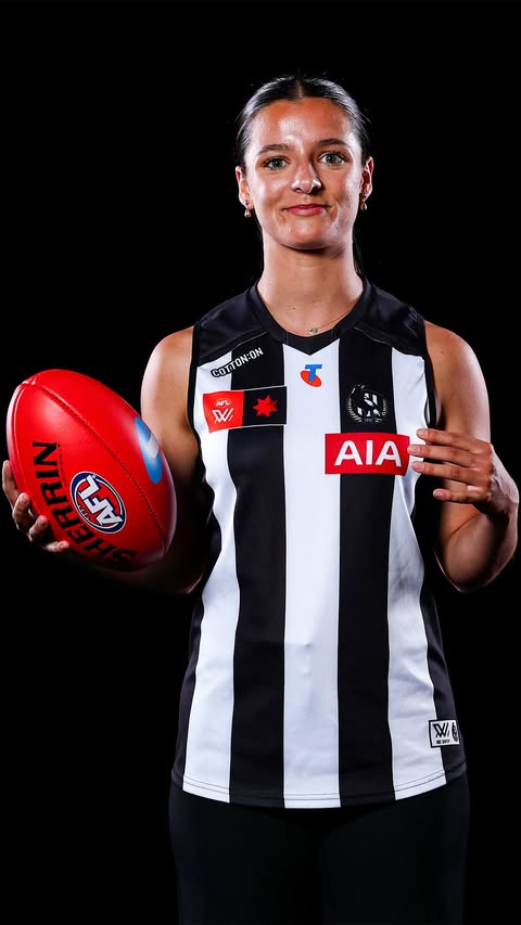 Instagram post by @collingwoodaflw for Telstra. Caption reads: [...] Australian utility with Pick 8 at the....