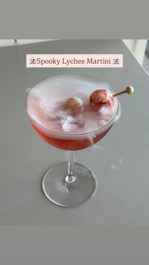 Instagram post by @foodbaby.bklyn for Food52. Caption reads: @foodbaby.bklyn’s Spooky Lychee Martini - because....