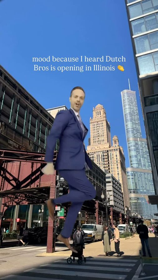 Instagram post by @keninchicago for Dutch Bros Coffee. Caption reads: stokeddd @dutchbroscoffee ily 

#illinois....