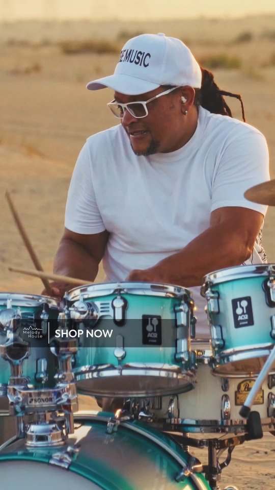 Instagram post by @melodyhousemi for Sennheiser. Caption reads: A celebration of percussion, gear, and that....