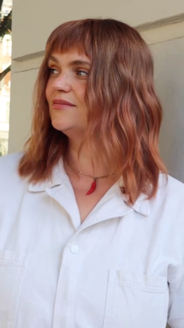 Instagram post by @charlottekuhrt for Davines. Caption reads: Advertisement// Every few months, I simply need a....