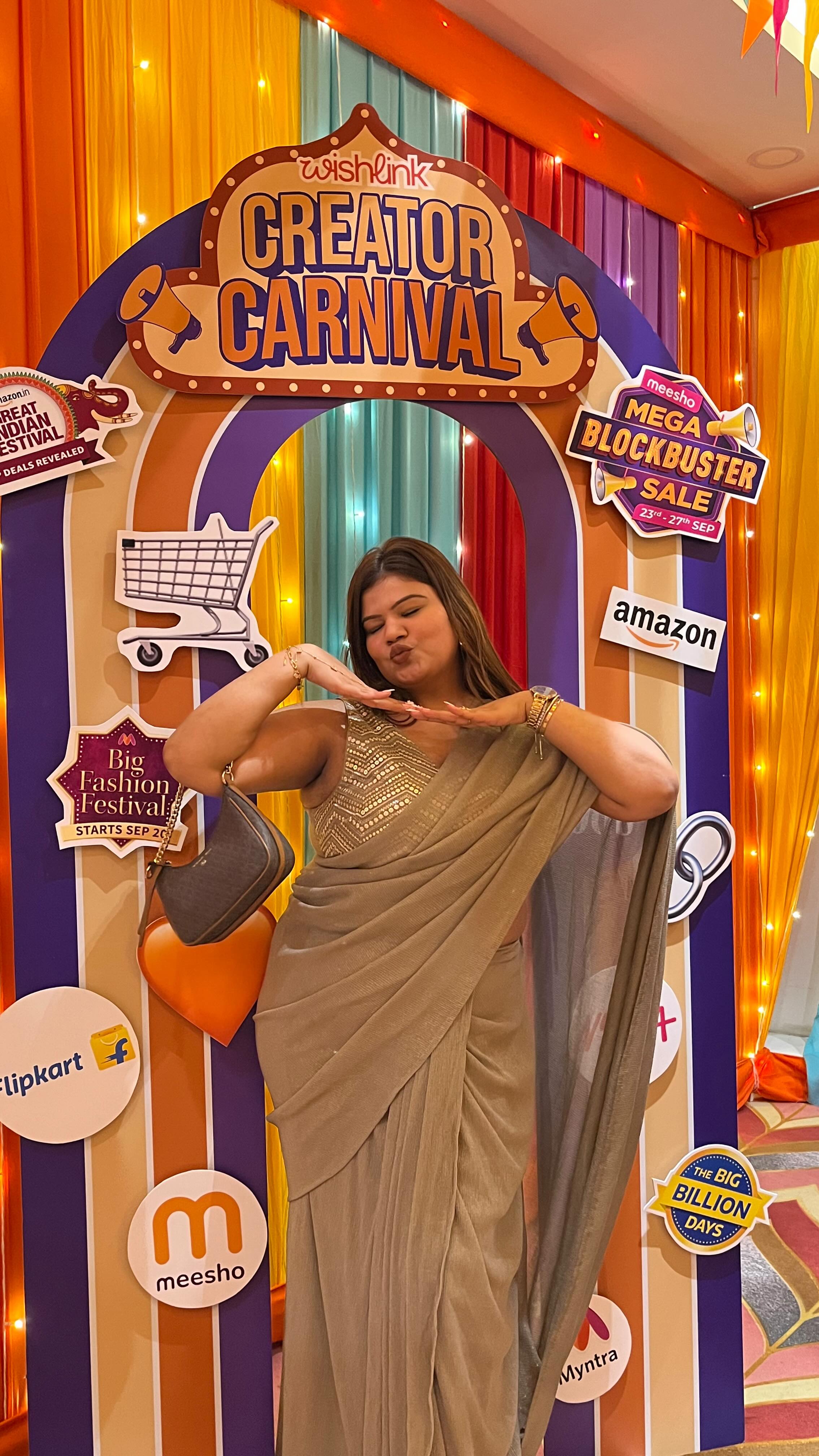 Instagram post by @tarshislifestyle for Wishlink. Caption reads: Loved the Vibes at Creator Carnival with....