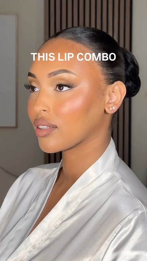 Instagram post by @emmab.artistry for HUDA BEAUTY. Caption reads: [...] lip combo you need in your life 👇🏼....