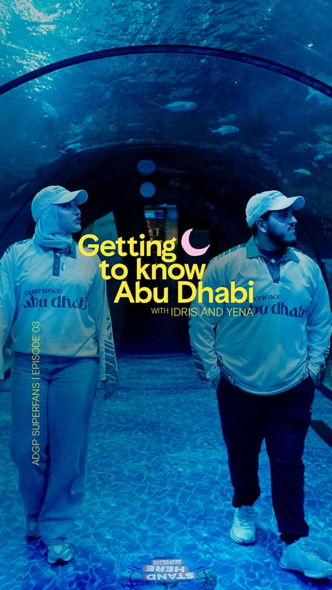 Instagram post by @yena.yaps for Visit Abudhabi. Caption reads: @abudhabigp superfans are warming up for F1 by....