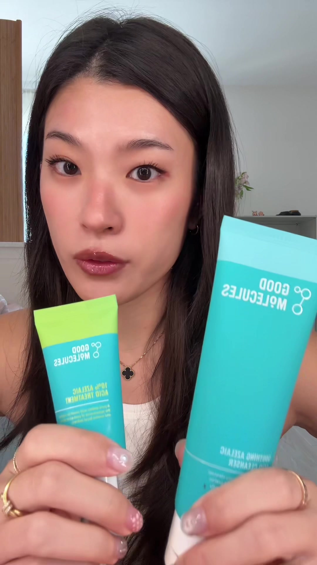 TikTok post by @donatsuyang for Good Molecules. Caption reads: An affordable and effective azelaic acid duo ....