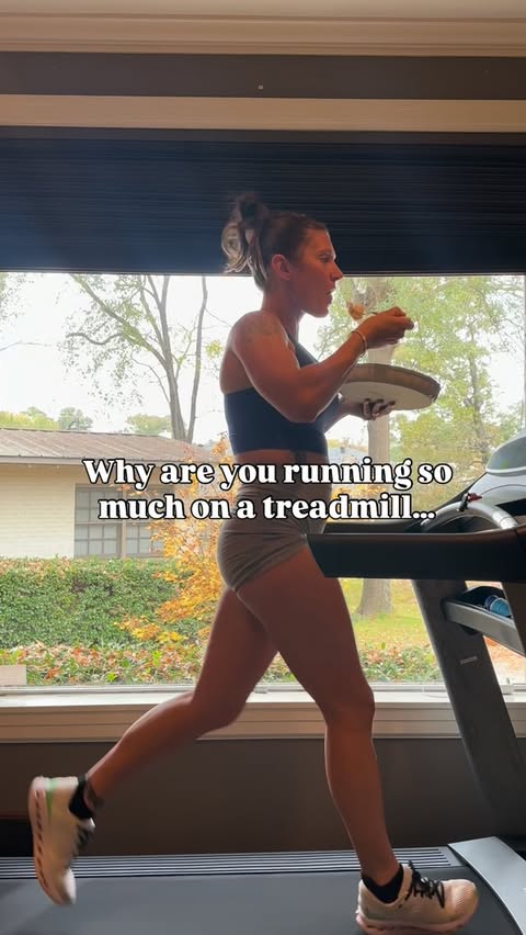 Instagram post by @ak.mcclellan for NordicTrack. Caption reads: Why am I training so much on a treadmill? Nope,....