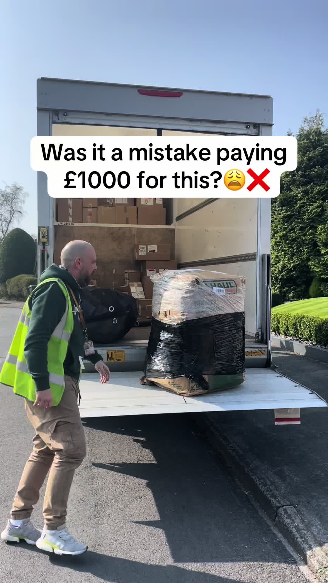 TikTok post by @beckysbazaar for Join Fleek. Caption reads: Do you think this box was worth £1000?🤔📦🇺🇸 Use....