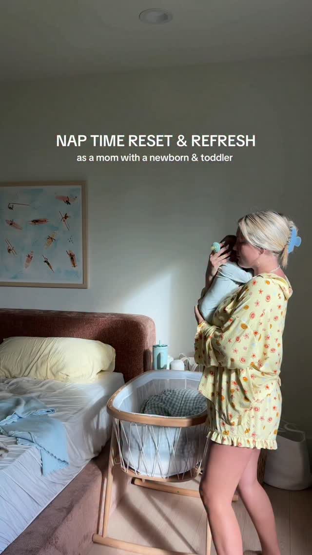 Instagram post by @adigracee for Omnilux. Caption reads: [...] a quick bedroom reset while wearing my....
