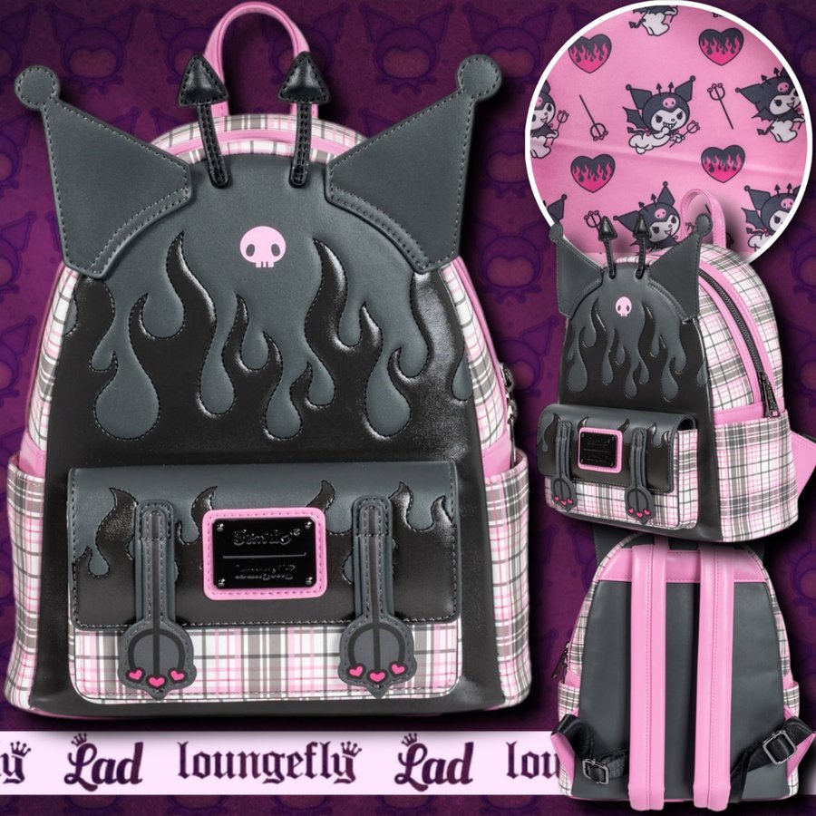 Instagram post by @loungeflylad for Entertainment Earth. Caption reads: Check out the brand new Sanrio Kuromi Flames and....