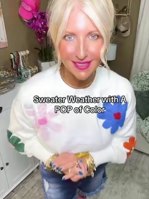 TikTok post by @kimkulhaneklandry for ZESICA USA. Caption reads: Sweater weather, but still with pops of....
