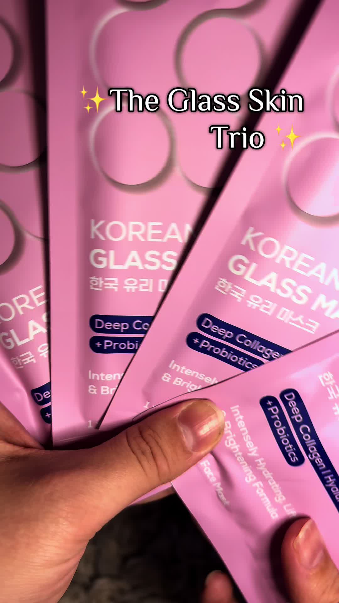 TikTok post by @cozypinkgirl13 for Narae. Caption reads: Grab the NARAE GLASS SKIN Trio today!! @Narae UK....