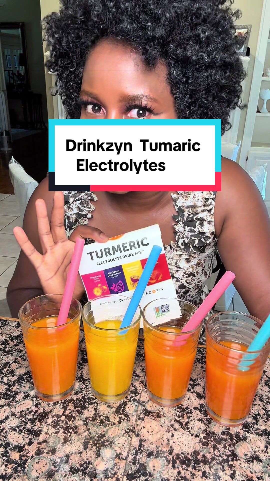 TikTok post by @mrstrawally for Drink ZYN. Caption reads: Tumaric 4 flavored drink mix@Drink ZYN Turmeric....