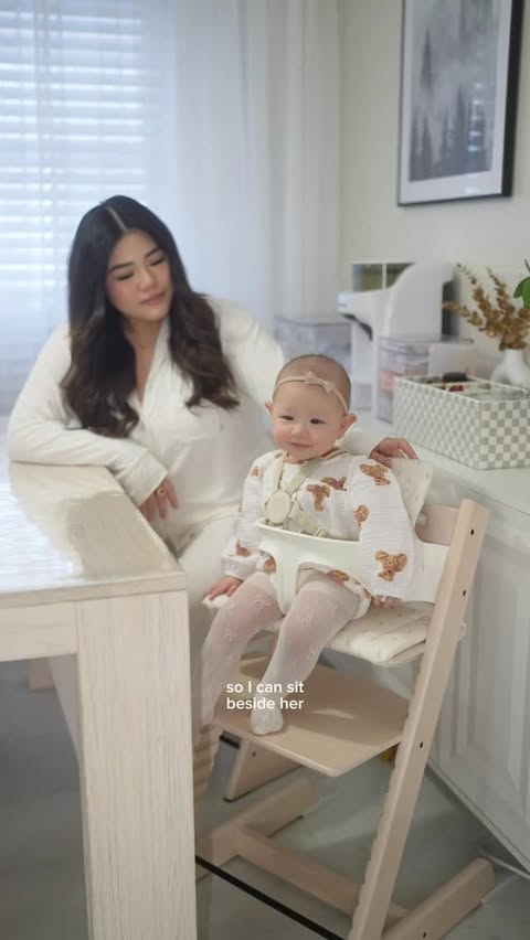 Instagram post by @jameline.h for Stokke. Caption reads: [...] only chair your baby will ever need. The....