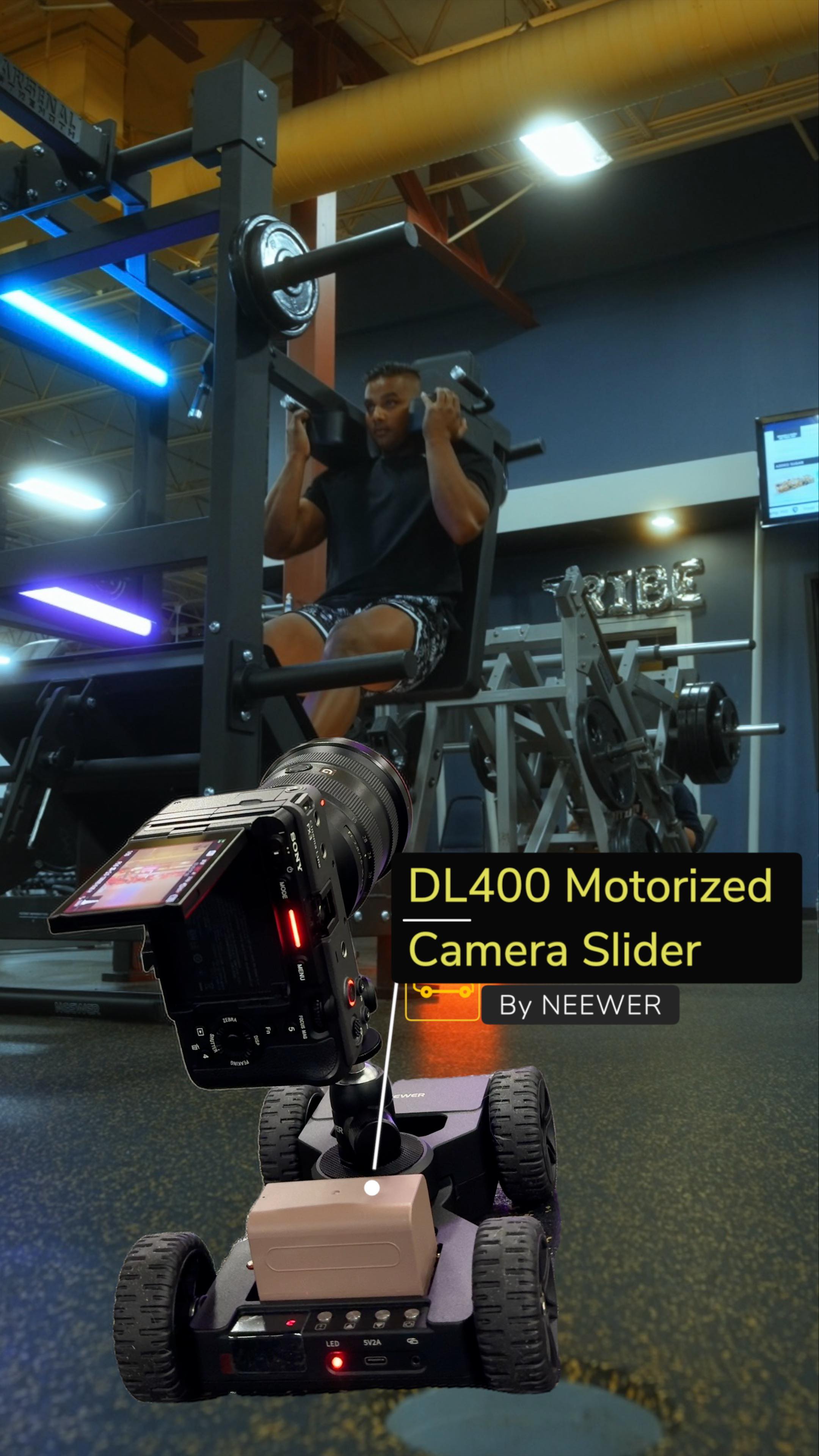 Instagram post by @jbrantv for NEEWER. Caption reads: Neewer DL400 Review — The Game-Changer [...].