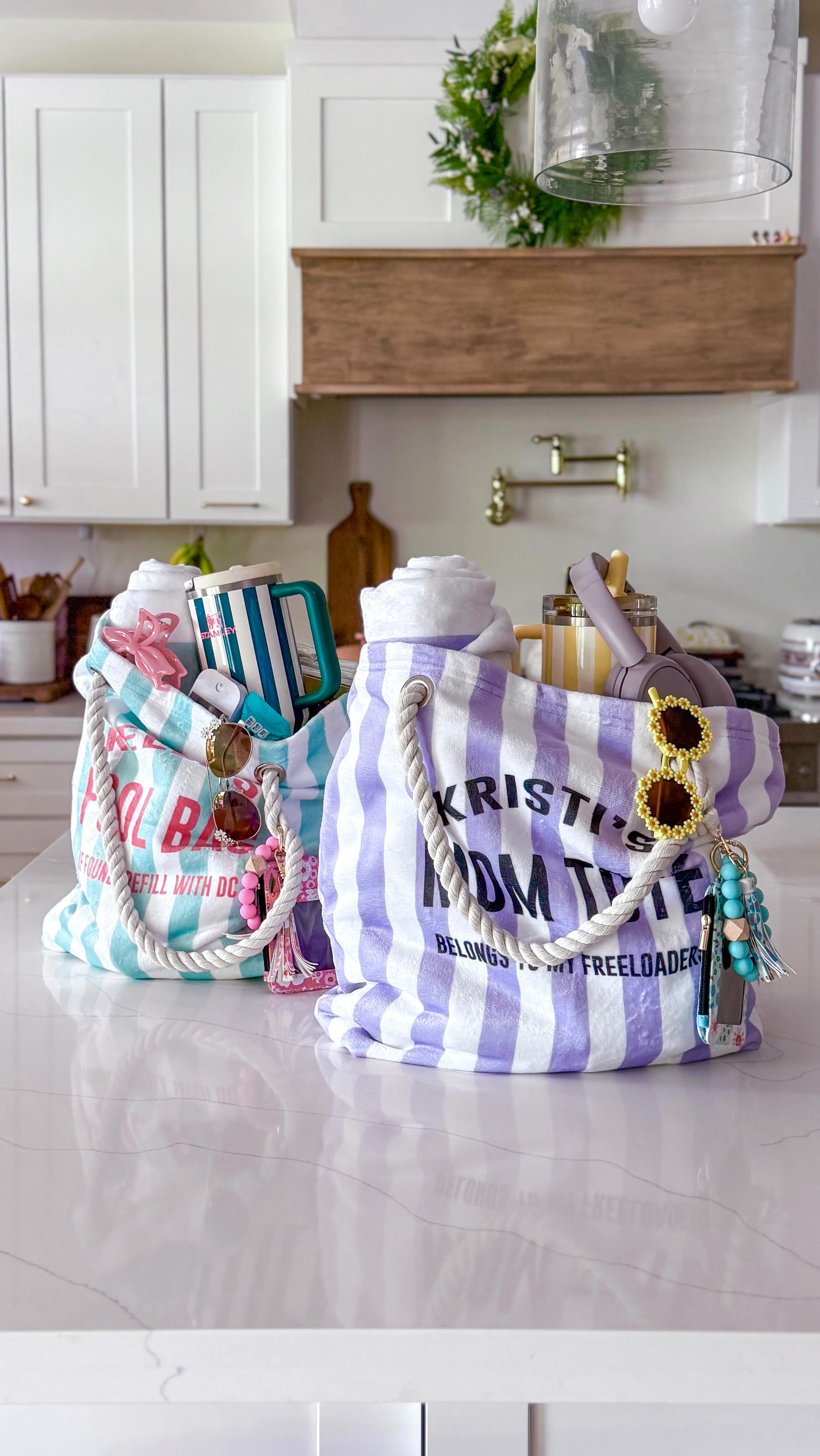 Instagram post by @lollyjaneblog for Personalization Mall. Caption reads: The summer aesthetic is stripes + your name on....