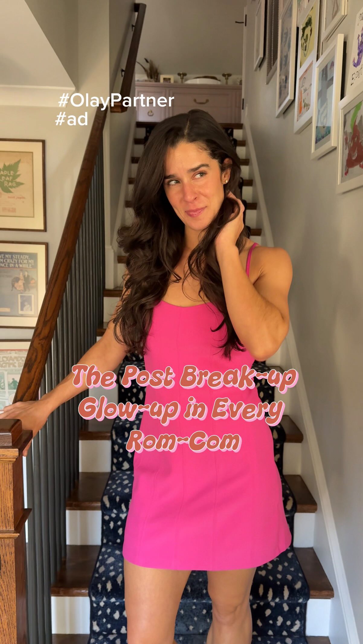 Instagram post by @laurenagans for OLAY. Caption reads: #ad #OlayPartner The makeover in every rom-com =....