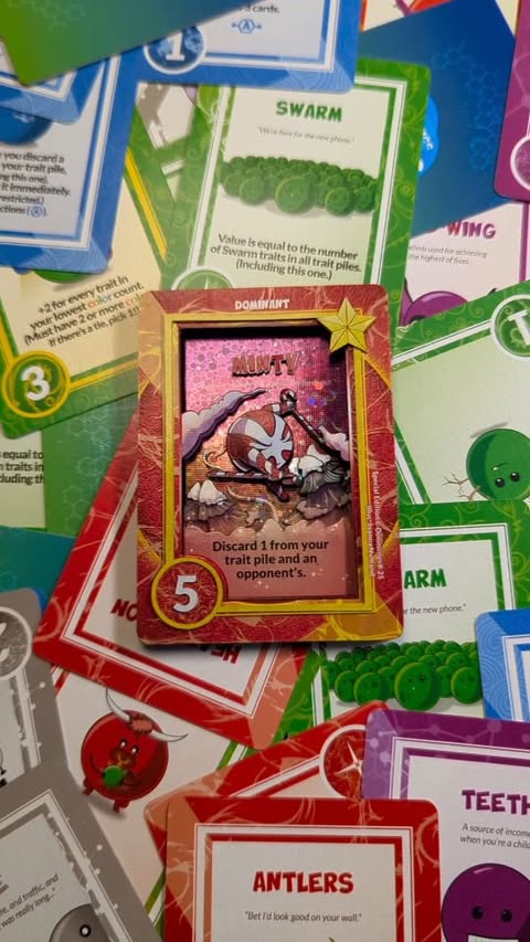 Instagram post by @3devious_art for Doomlings. Caption reads: [...] to win the Minty 3D Card & A copy of....