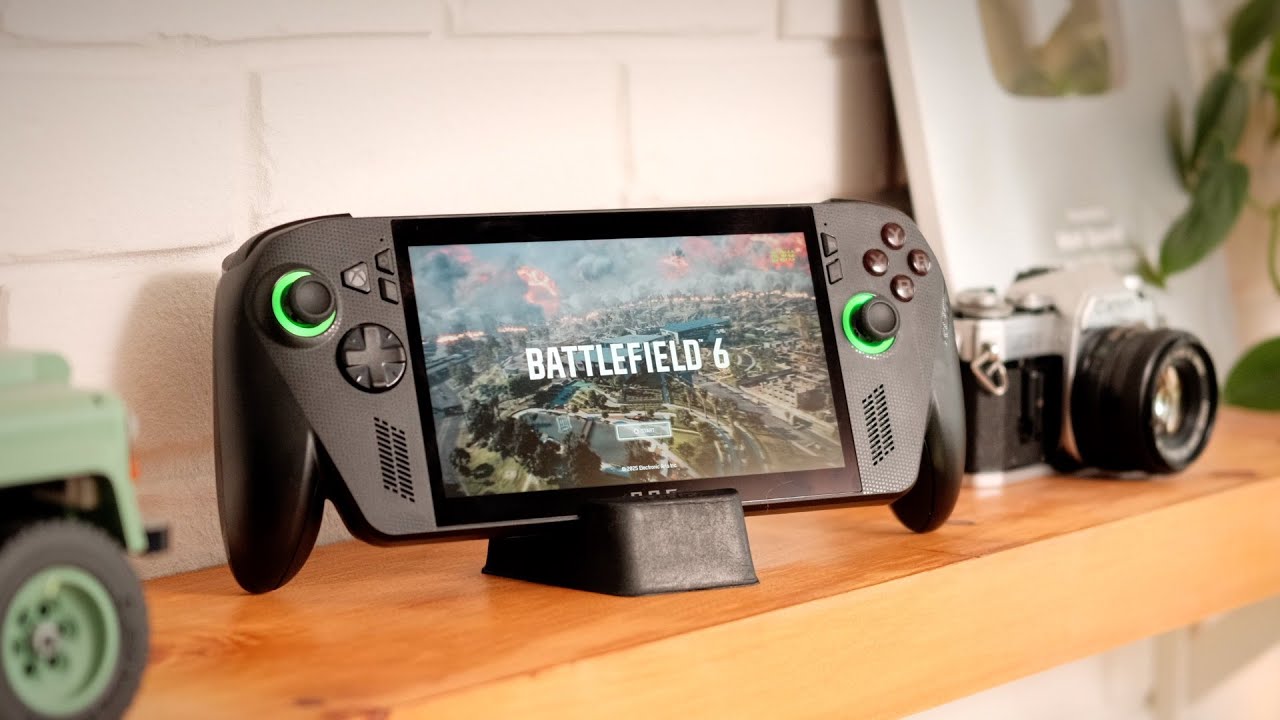 YouTube post by @MarkSpurrell for ASUS. Caption reads: ROG Xbox Ally X Review But I Respect Your Time.