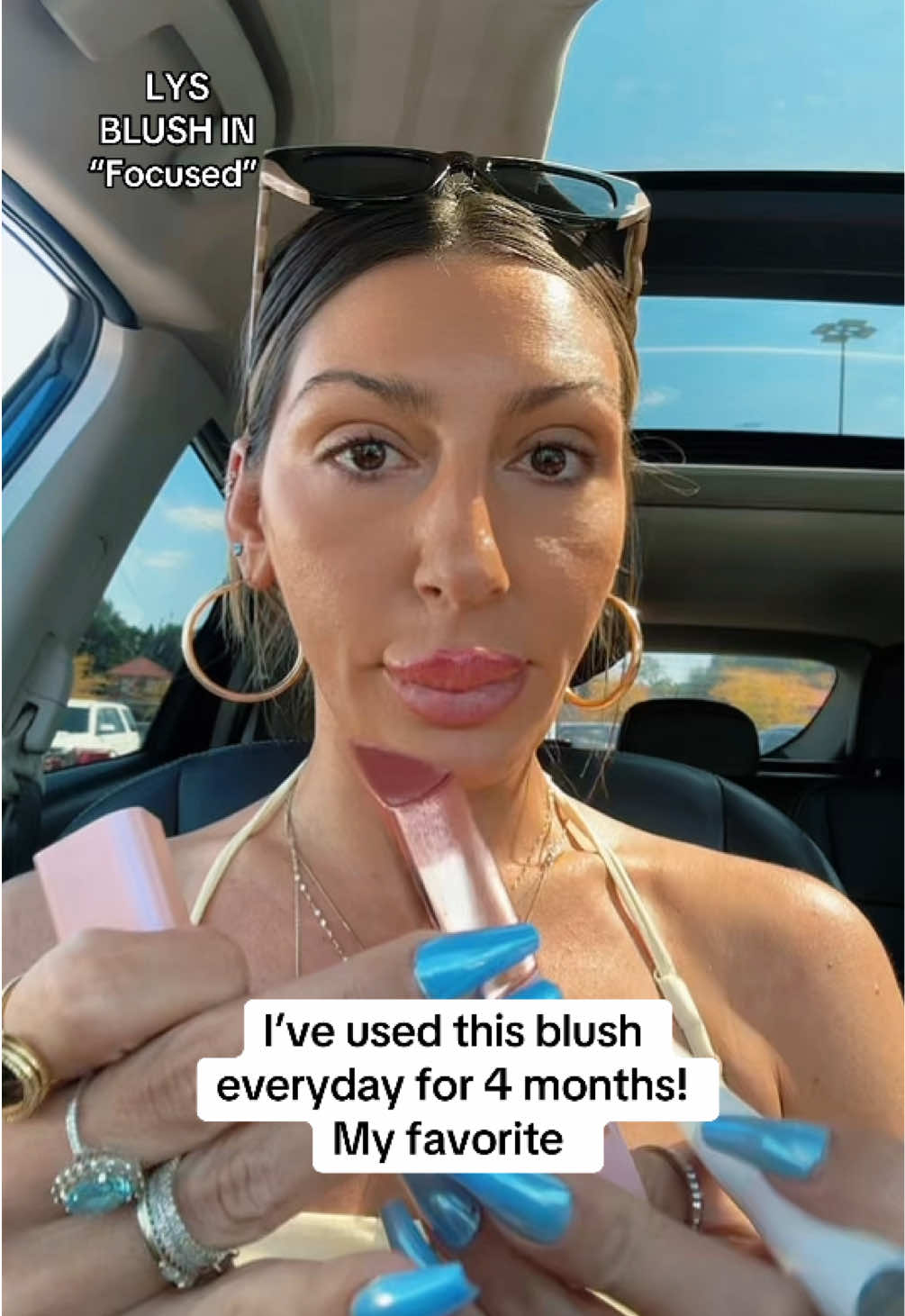 TikTok post by @emsinggg0 for Lysbeauty. Caption reads: This blush is the easiest application and blends....