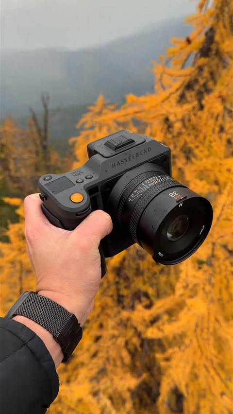 Instagram post by @kylersteele for Hasselblad. Caption reads: 15.3 Stops of Dynamic Range on Hasselblad X2D....